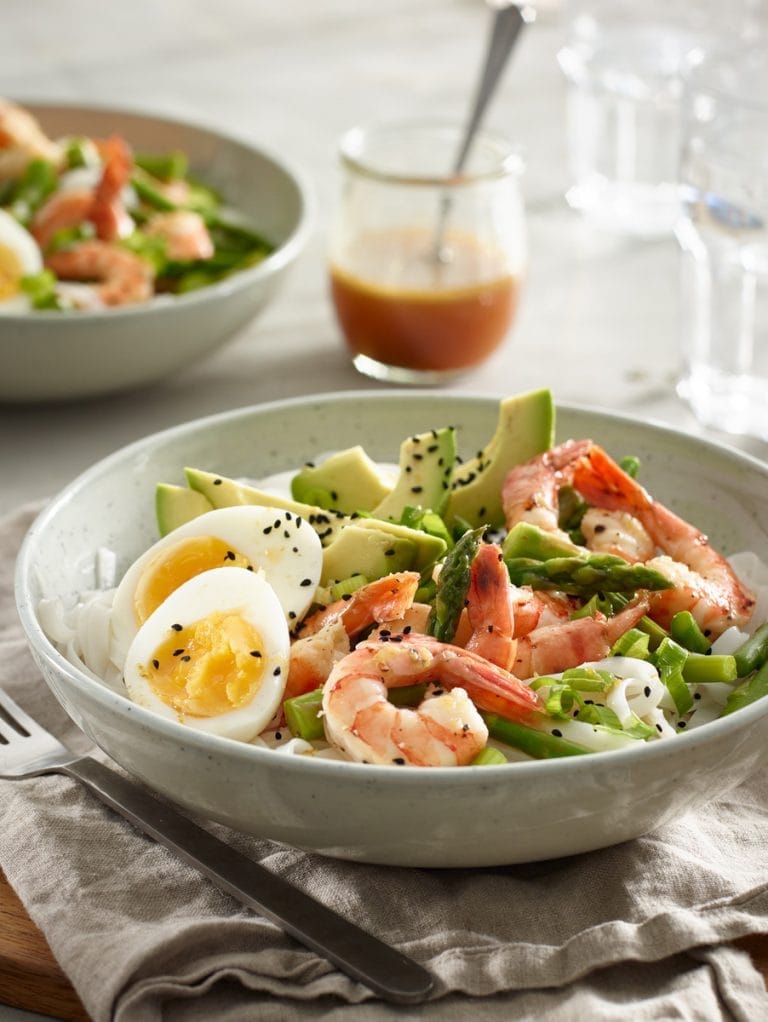Food Photo - Egg Shrimp Avacado Noodle Bowl